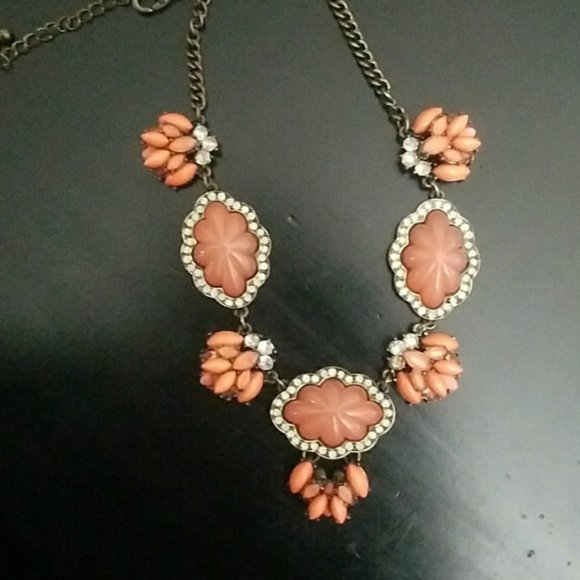 Peach & Bronze Statement Necklace - Picture 5 of 7